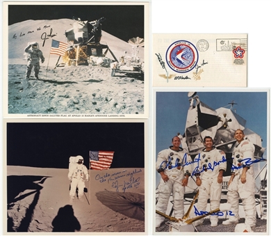 Lot of (4) Apollo Astronauts Signed Photos and Prints (PSA/DNA PreCert)